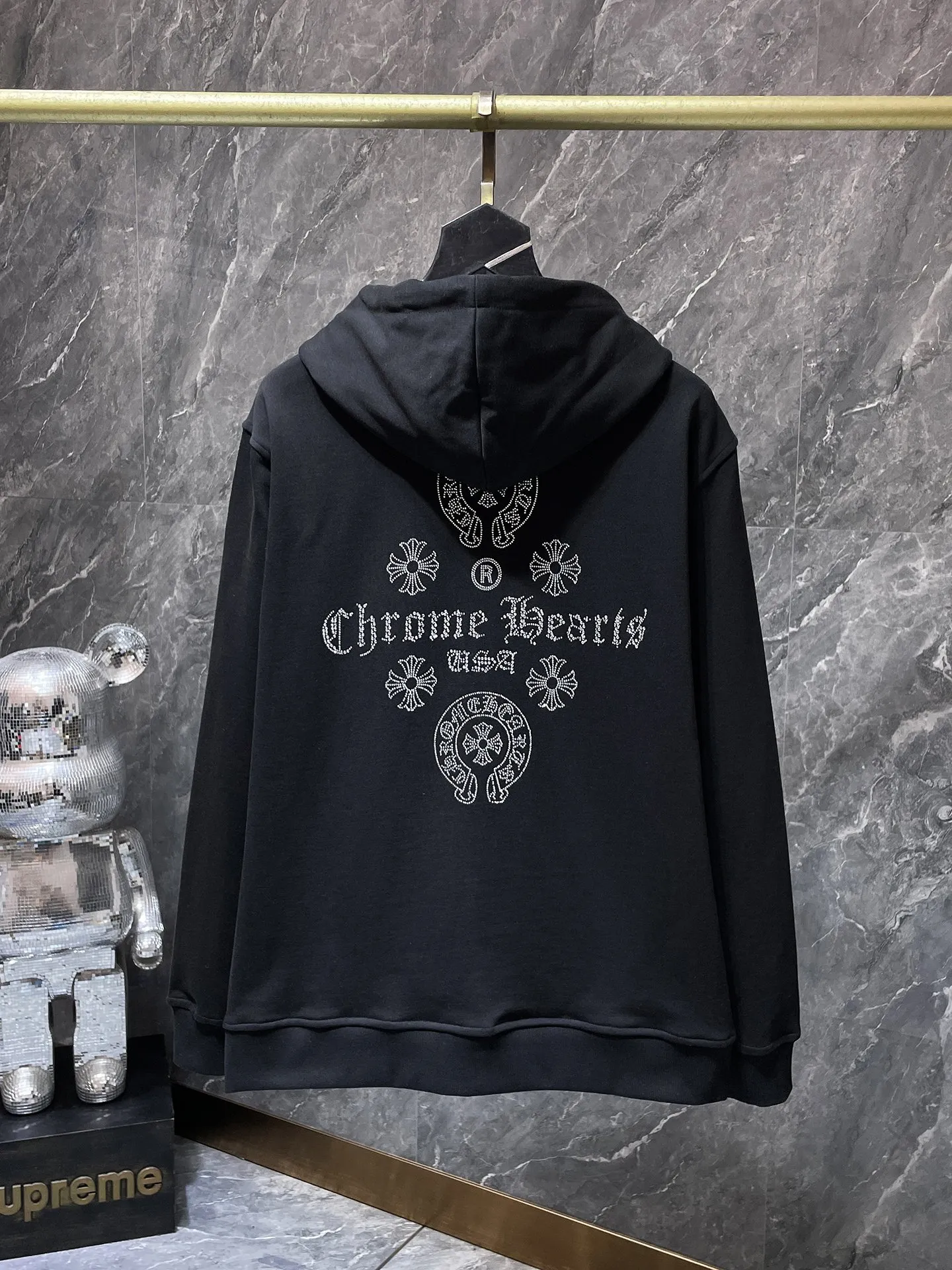 P270 Chrome Hearts Autumn and Winter 2025 Counter Synchronization Heavy-duty hot-drilled horseshoe Sanskrit letter cross Improved customized version 1:1 high-gram weight high-quality fabric Recommended color: white black Size: S, M, L, XL